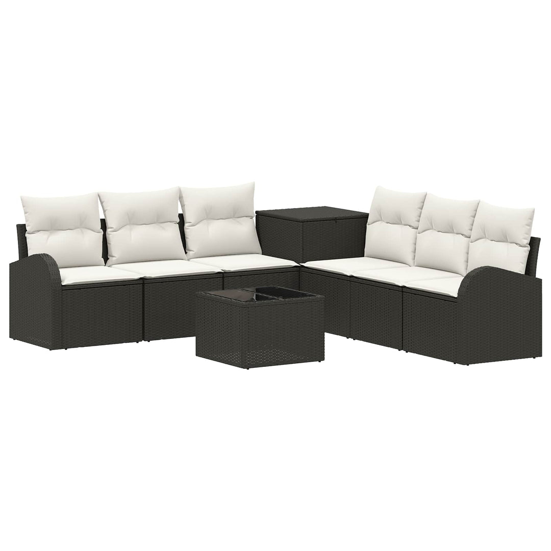 Sofa Sæt 8 stk. Sort og Cremehvid Poly Rattan og Stål