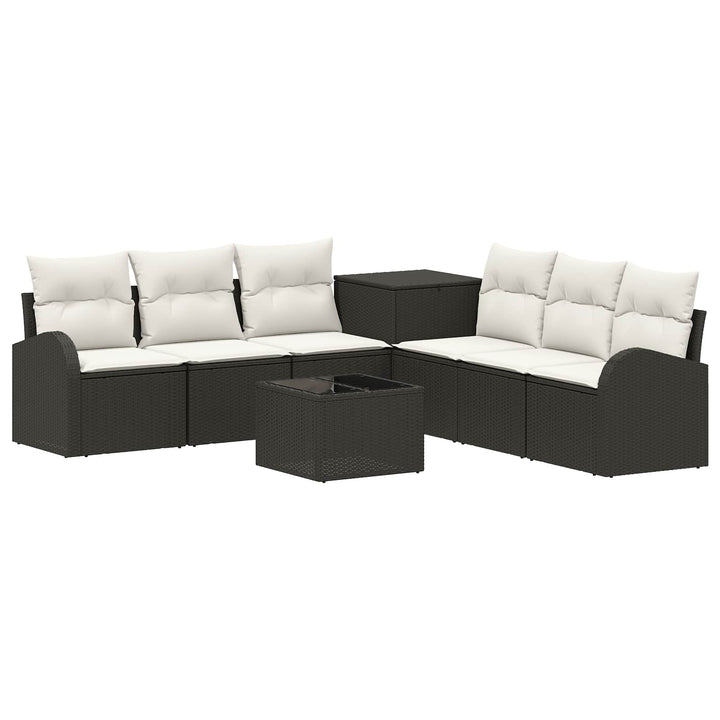 Sofa Sæt 8 stk. Sort og Cremehvid Poly Rattan og Stål