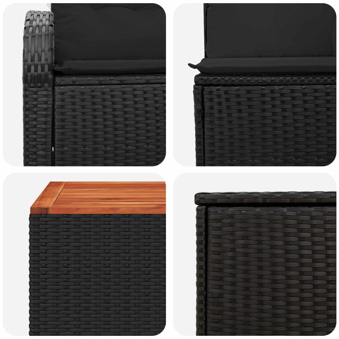 Sofa Sæt 8 stk. Sort Poly Rattan og Stål