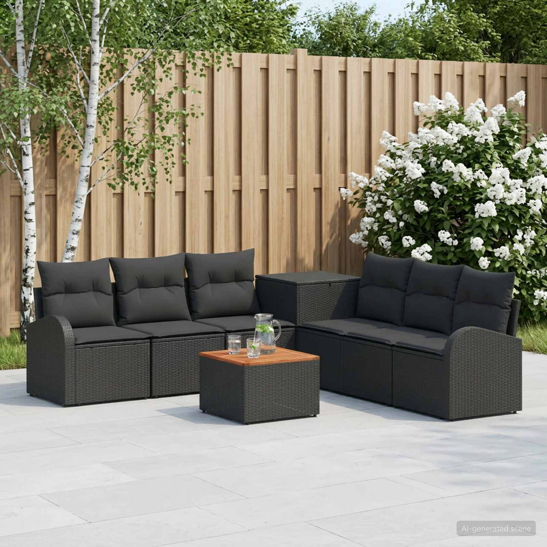 Sofa Sæt 8 stk. Sort Poly Rattan og Stål