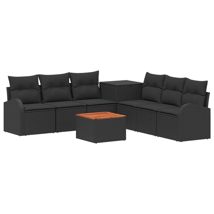 Sofa Sæt 8 stk. Sort Poly Rattan og Stål