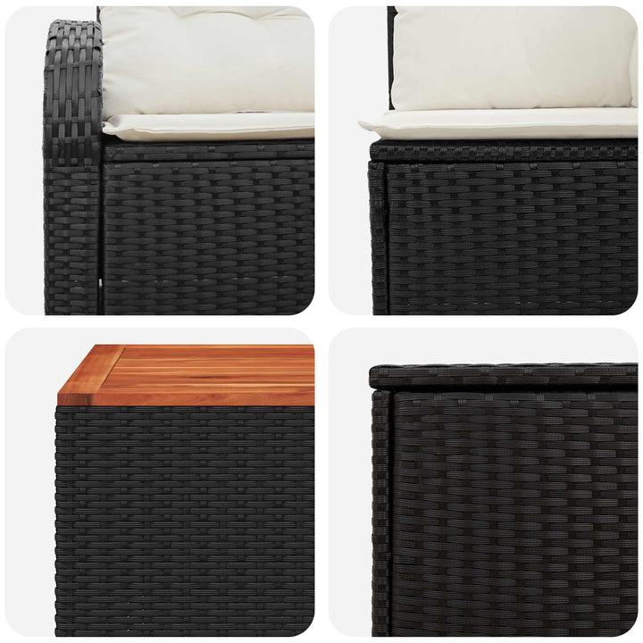 Sofa Sæt 8 stk. Sort og Cremehvid Poly Rattan og Stål