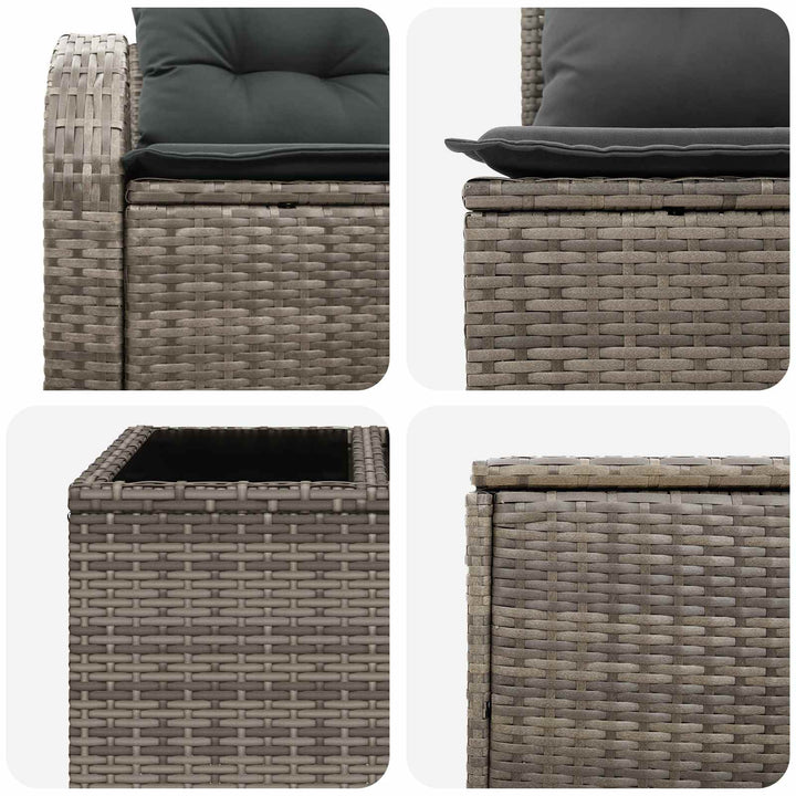 Sofa Sæt 8 stk. Grå og Mørkegrå Poly Rattan og Stål