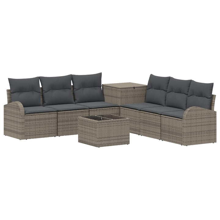 Sofa Sæt 8 stk. Grå og Mørkegrå Poly Rattan og Stål