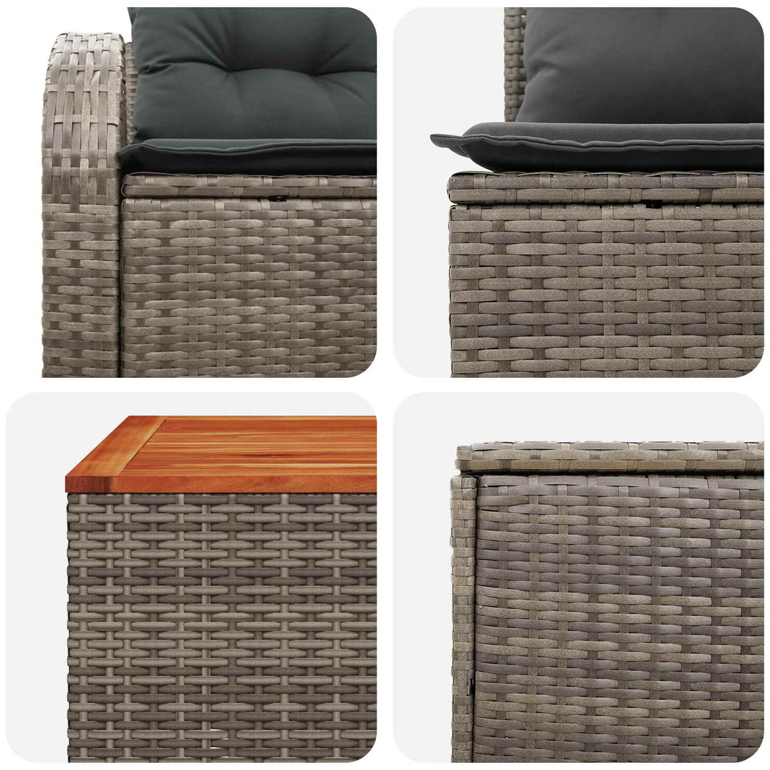 Sofa Sæt 8 stk. Grå og Mørkegrå Poly Rattan og Stål