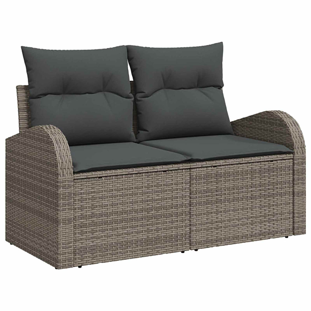 Sofa Sæt 8 stk. Grå og Mørkegrå Poly Rattan og Stål