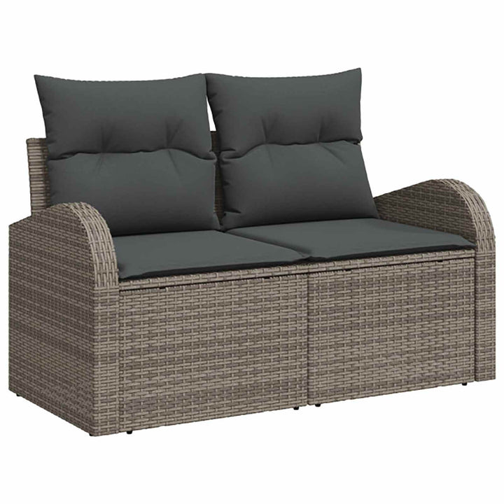 Sofa Sæt 8 stk. Grå og Mørkegrå Poly Rattan og Stål