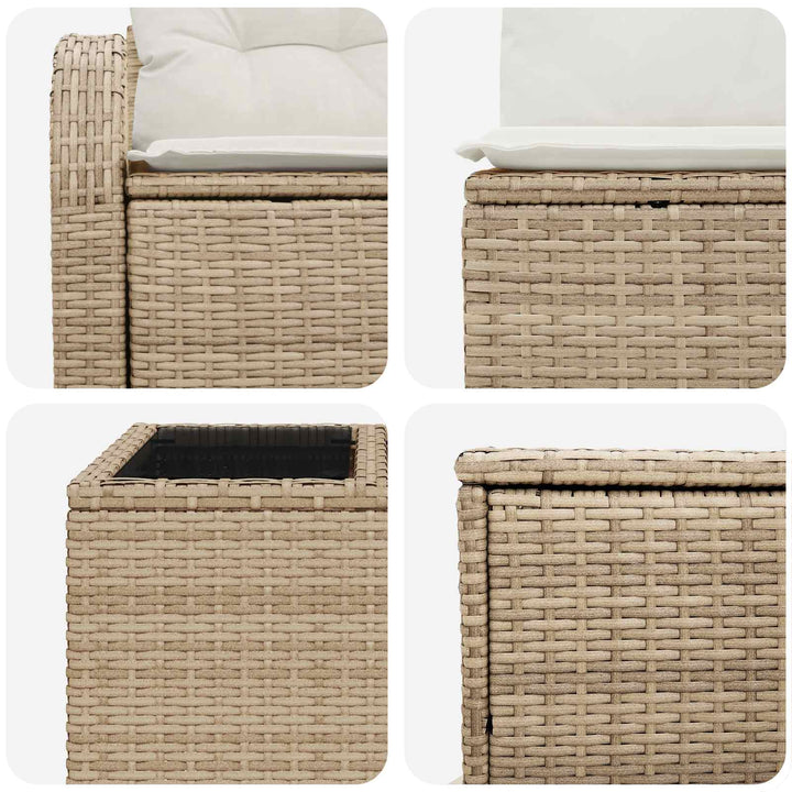 Sofa Sæt 8 stk. Beige og cremehvid Poly Rattan og Stål