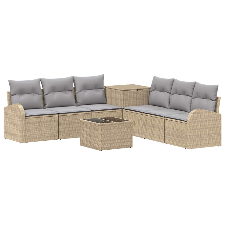 Sofa Sæt 8 stk. Beige og lys grå Poly Rattan og Stål