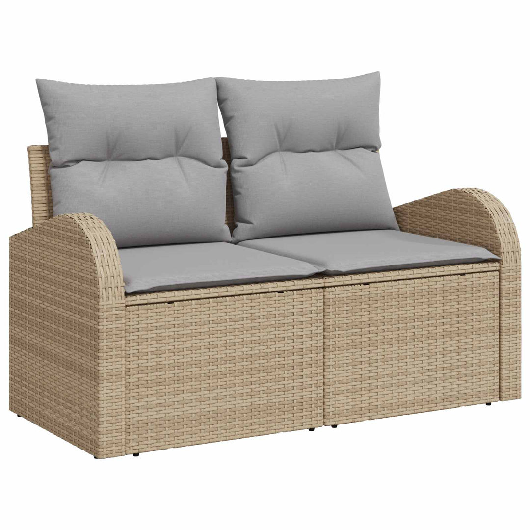 Sofa Sæt 8 stk. Beige og lys grå Poly Rattan og Stål