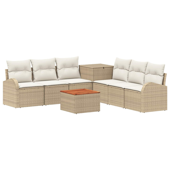 Sofa Sæt 8 stk. Beige og cremehvid Poly Rattan og Stål