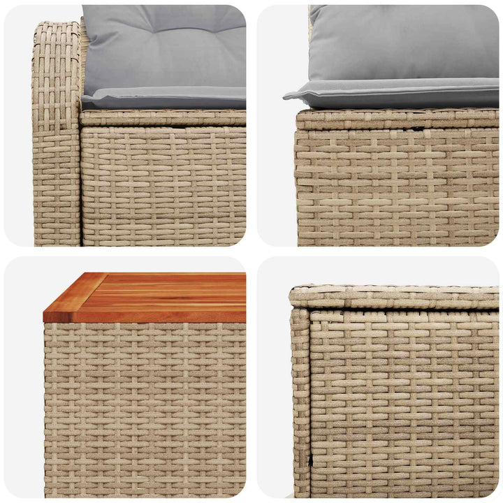 Sofa Sæt 8 stk. Beige og lys grå Poly Rattan og Stål