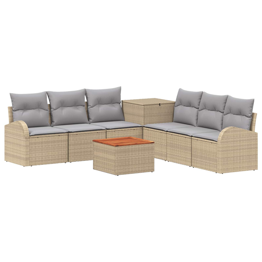 Sofa Sæt 8 stk. Beige og lys grå Poly Rattan og Stål