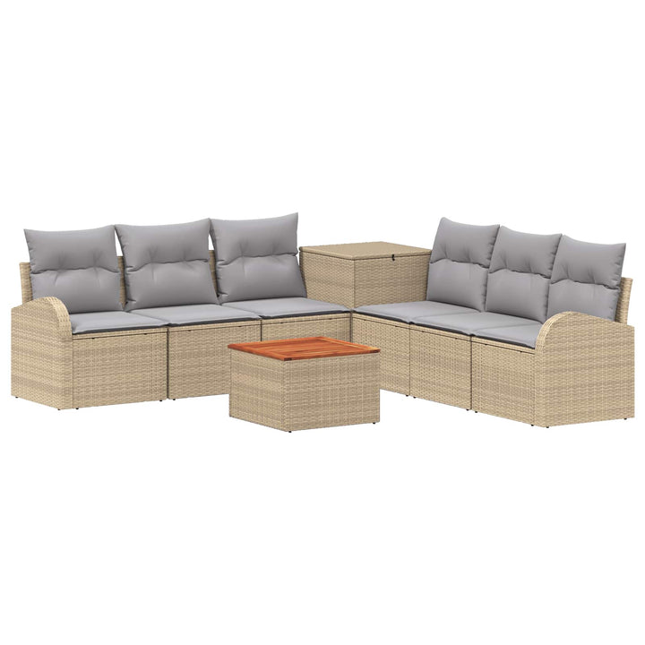 Sofa Sæt 8 stk. Beige og lys grå Poly Rattan og Stål