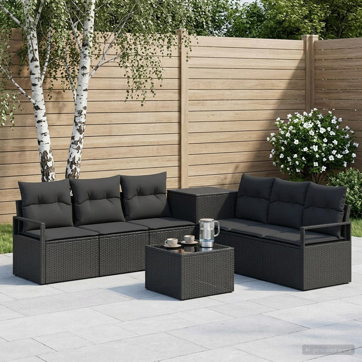Sofa Sæt 8 stk. Sort Poly Rattan og Stål