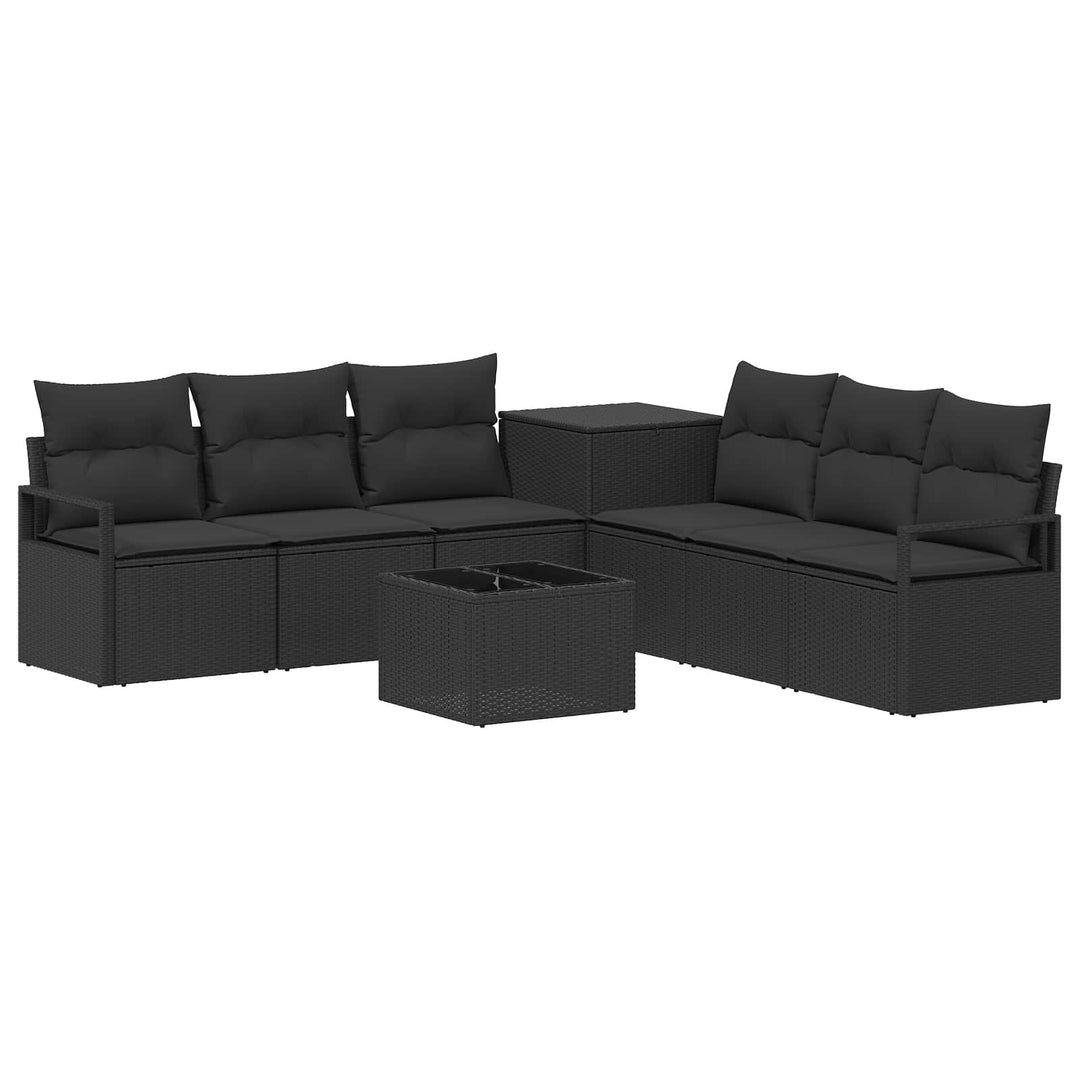 Sofa Sæt 8 stk. Sort Poly Rattan og Stål