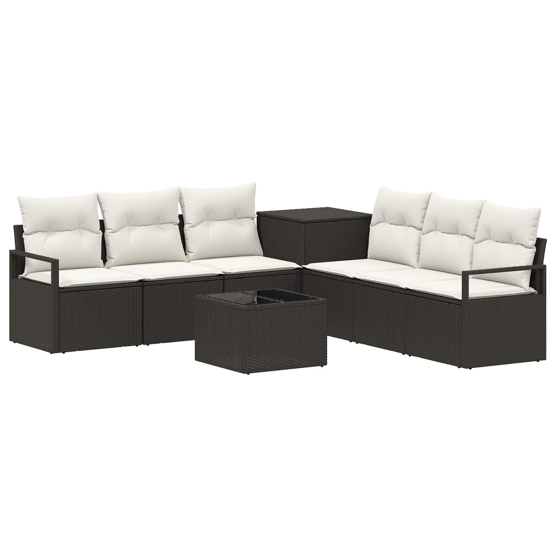 Sofa Sæt 8 stk. Sort og Cremehvid Poly Rattan og Stål