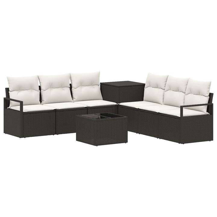 Sofa Sæt 8 stk. Sort og Cremehvid Poly Rattan og Stål