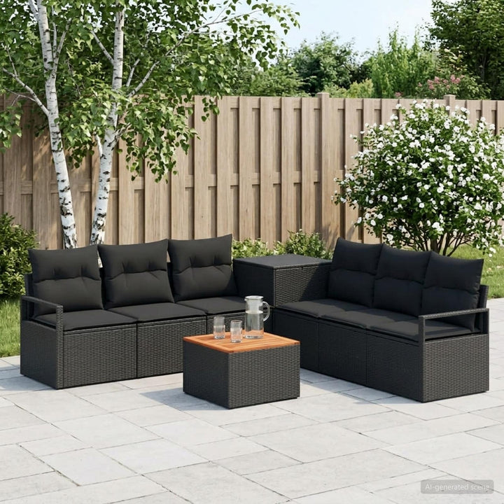 Sofa Sæt 8 stk. Sort Poly Rattan og Stål