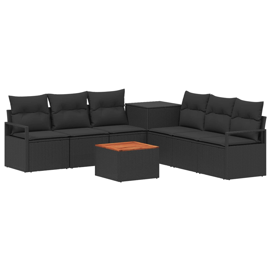 Sofa Sæt 8 stk. Sort Poly Rattan og Stål