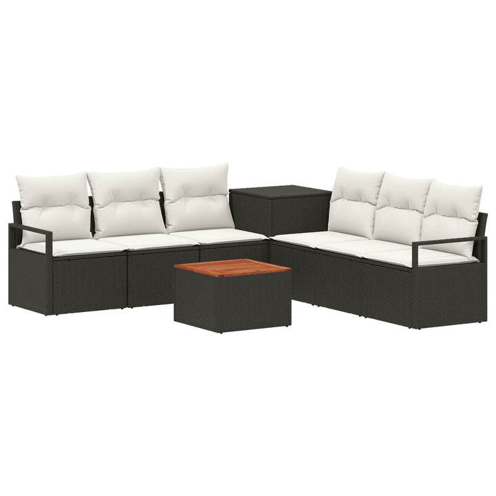Sofa Sæt 8 stk. Sort og Cremehvid Poly Rattan og Stål