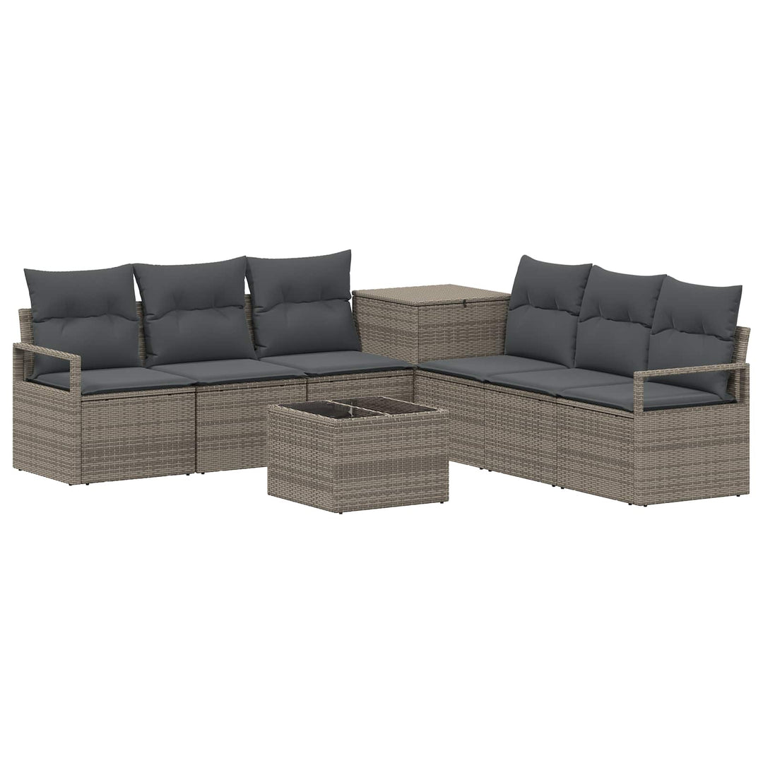 Sofa Sæt 8 stk. Grå og Mørkegrå Poly Rattan og Stål