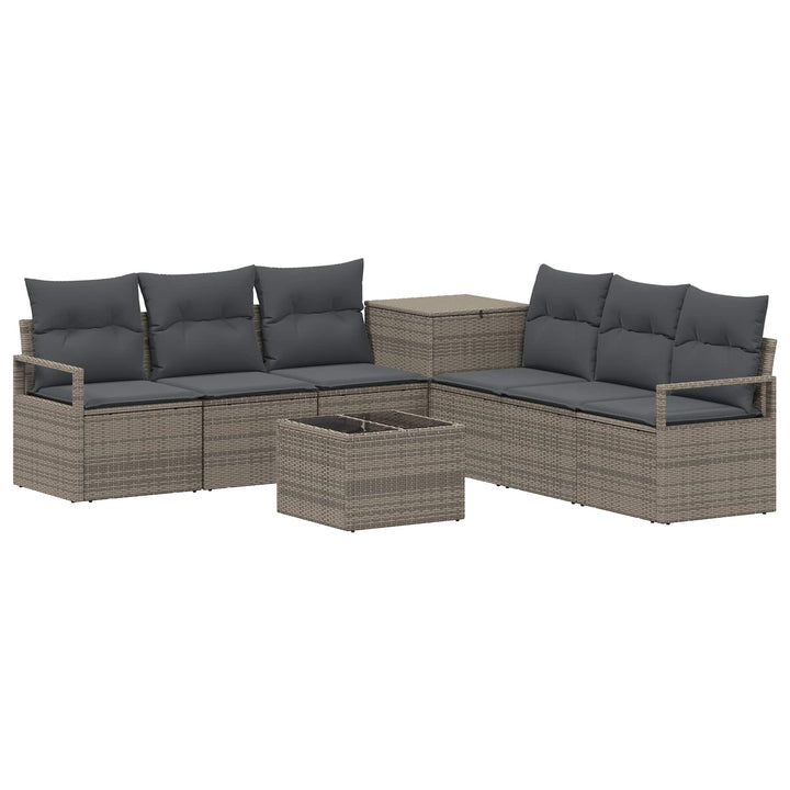 Sofa Sæt 8 stk. Grå og Mørkegrå Poly Rattan og Stål