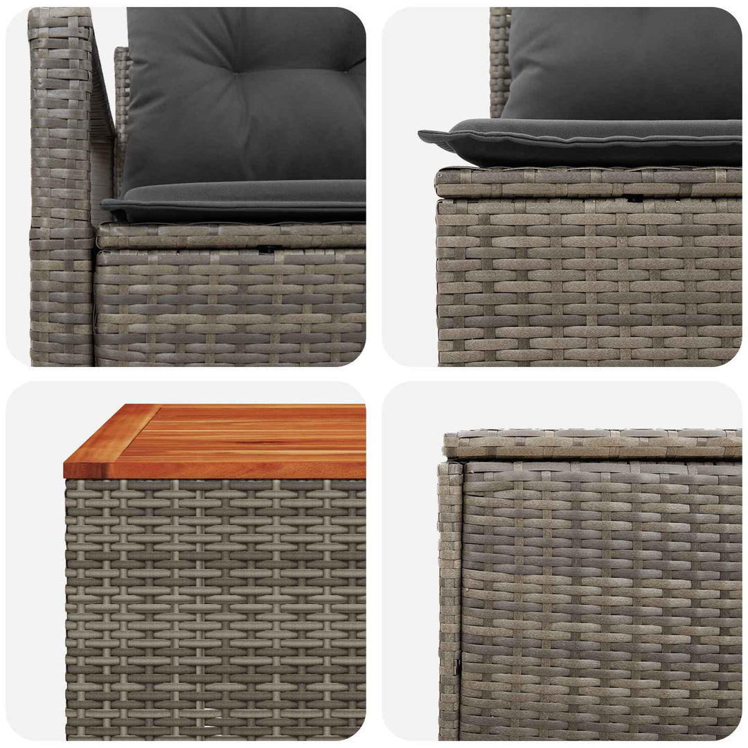 Sofa Sæt 8 stk. Grå og Mørkegrå Poly Rattan og Stål