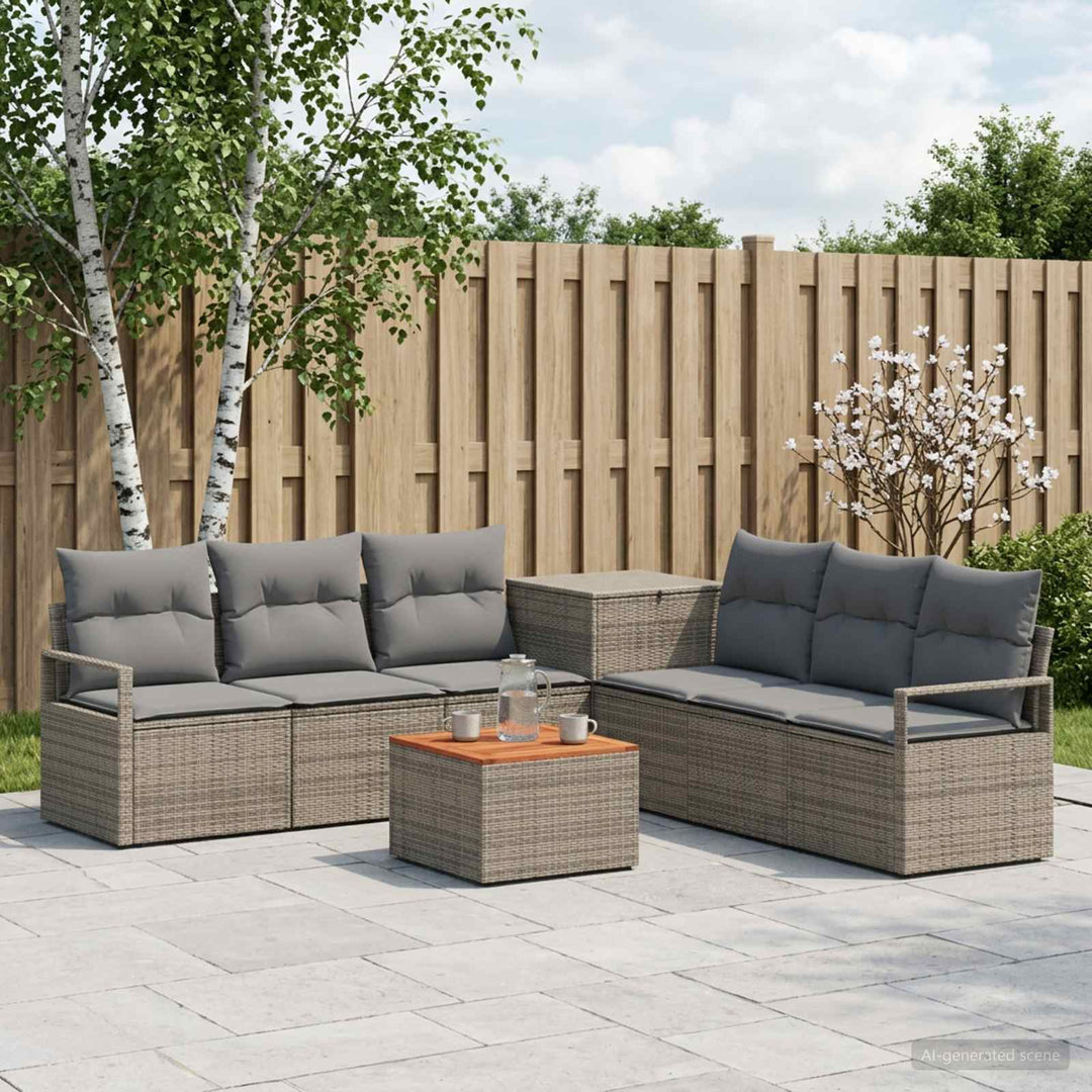 Sofa Sæt 8 stk. Grå og Mørkegrå Poly Rattan og Stål