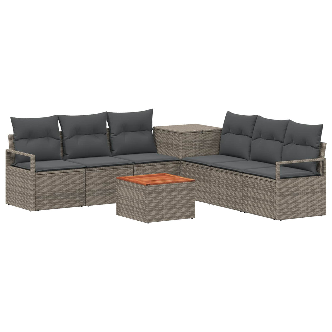Sofa Sæt 8 stk. Grå og Mørkegrå Poly Rattan og Stål