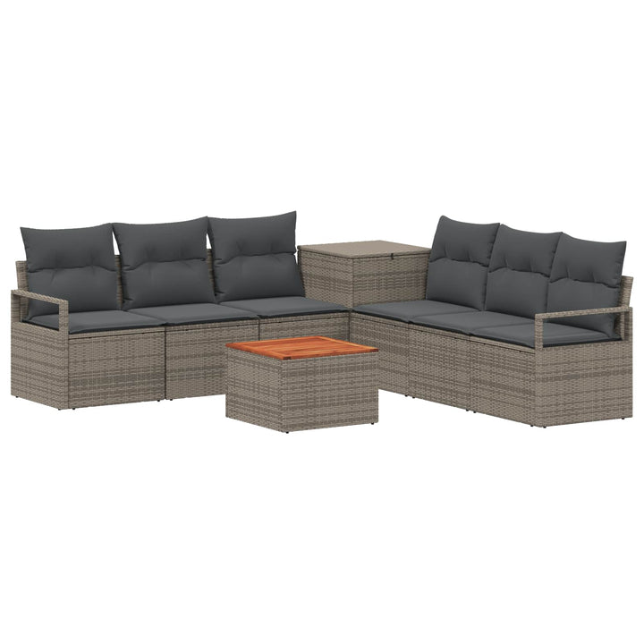 Sofa Sæt 8 stk. Grå og Mørkegrå Poly Rattan og Stål