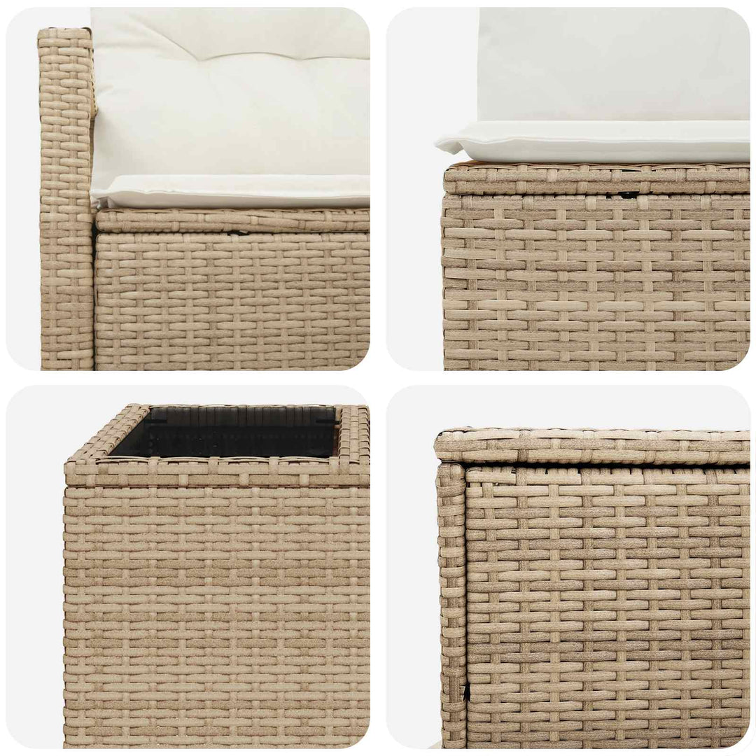 Sofa Sæt 8 stk. Beige og cremehvid Poly Rattan og Stål