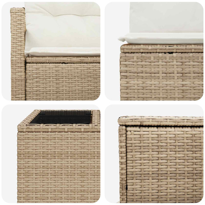 Sofa Sæt 8 stk. Beige og cremehvid Poly Rattan og Stål