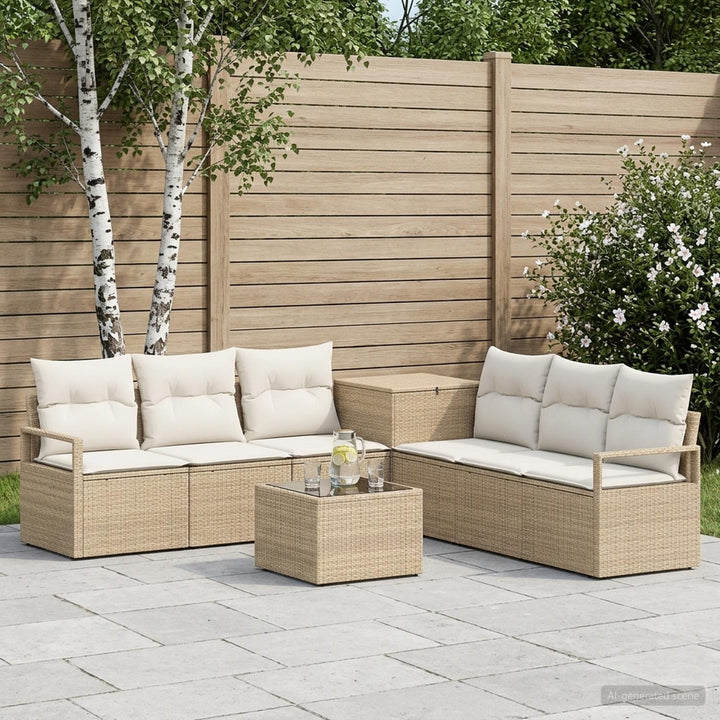 Sofa Sæt 8 stk. Beige og cremehvid Poly Rattan og Stål