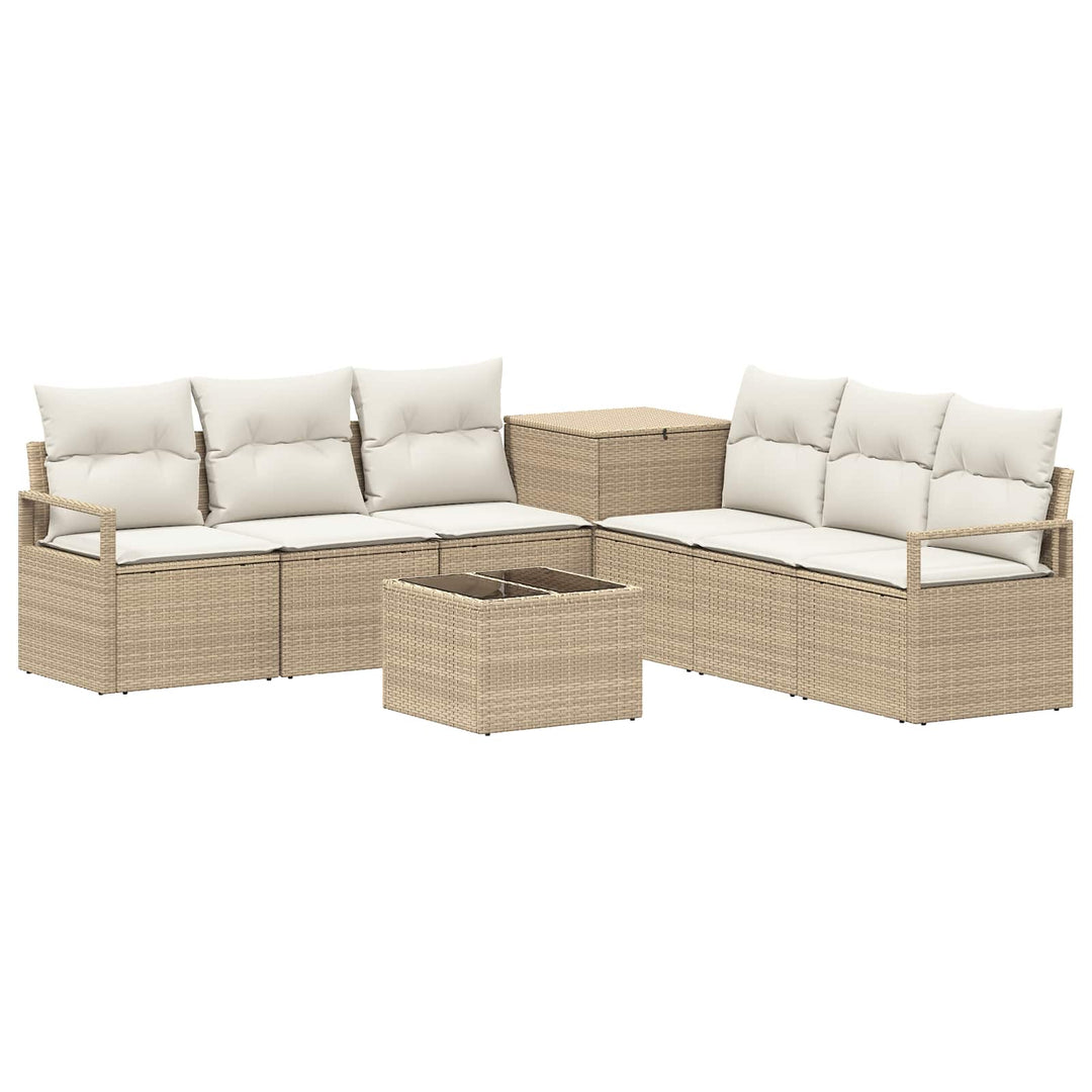 Sofa Sæt 8 stk. Beige og cremehvid Poly Rattan og Stål