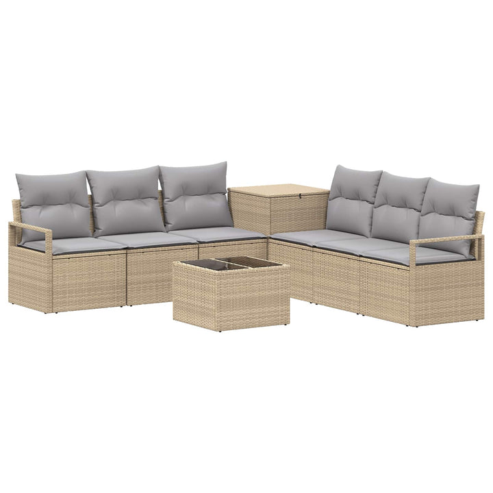 Sofa Sæt 8 stk. Beige og lys grå Poly Rattan og Stål