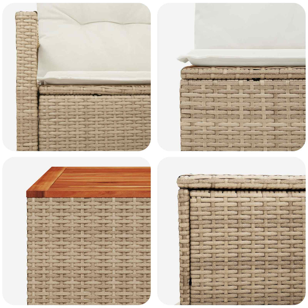 Sofa Sæt 8 stk. Beige og cremehvid Poly Rattan og Stål