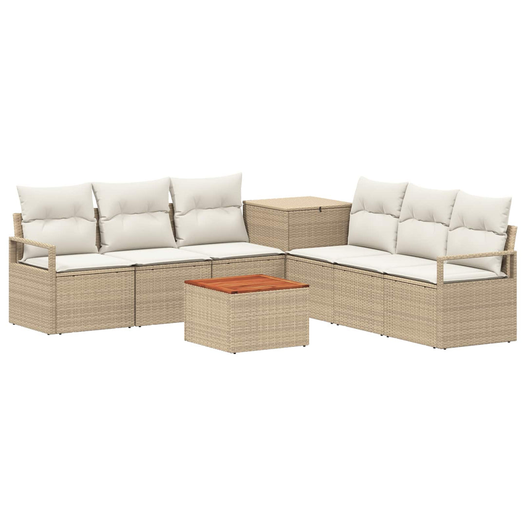 Sofa Sæt 8 stk. Beige og cremehvid Poly Rattan og Stål