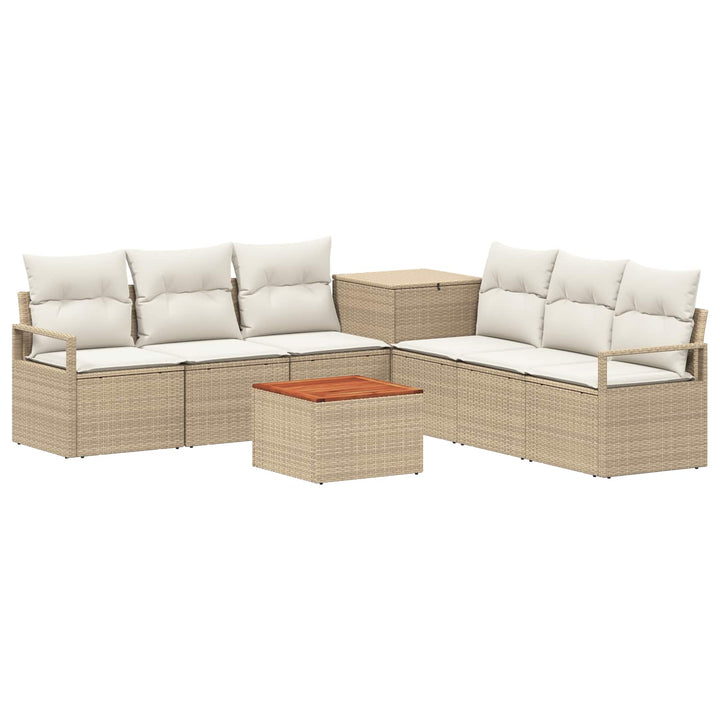 Sofa Sæt 8 stk. Beige og cremehvid Poly Rattan og Stål