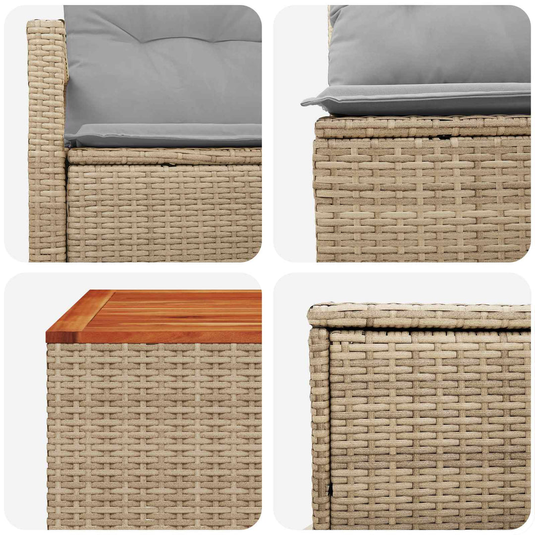 Sofa Sæt 8 stk. Beige og lys grå Poly Rattan og Stål