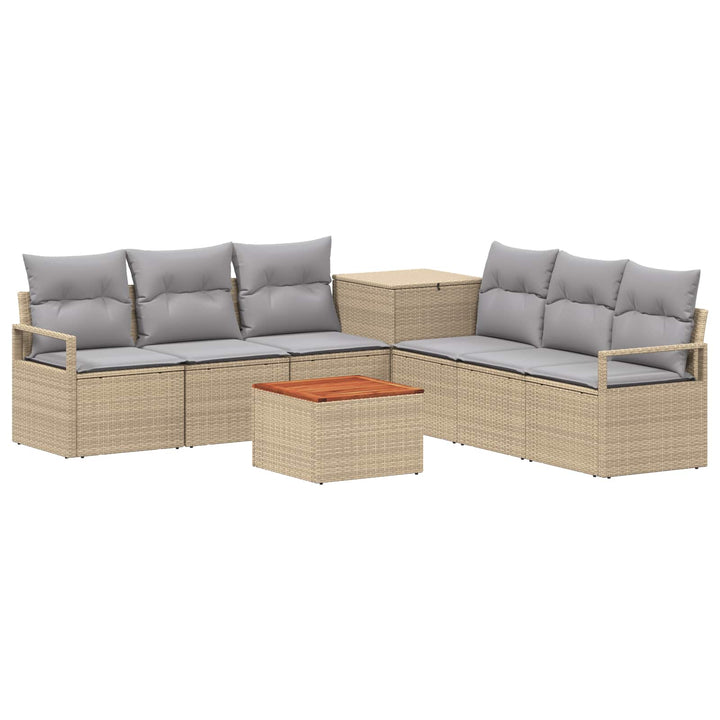 Sofa Sæt 8 stk. Beige og lys grå Poly Rattan og Stål