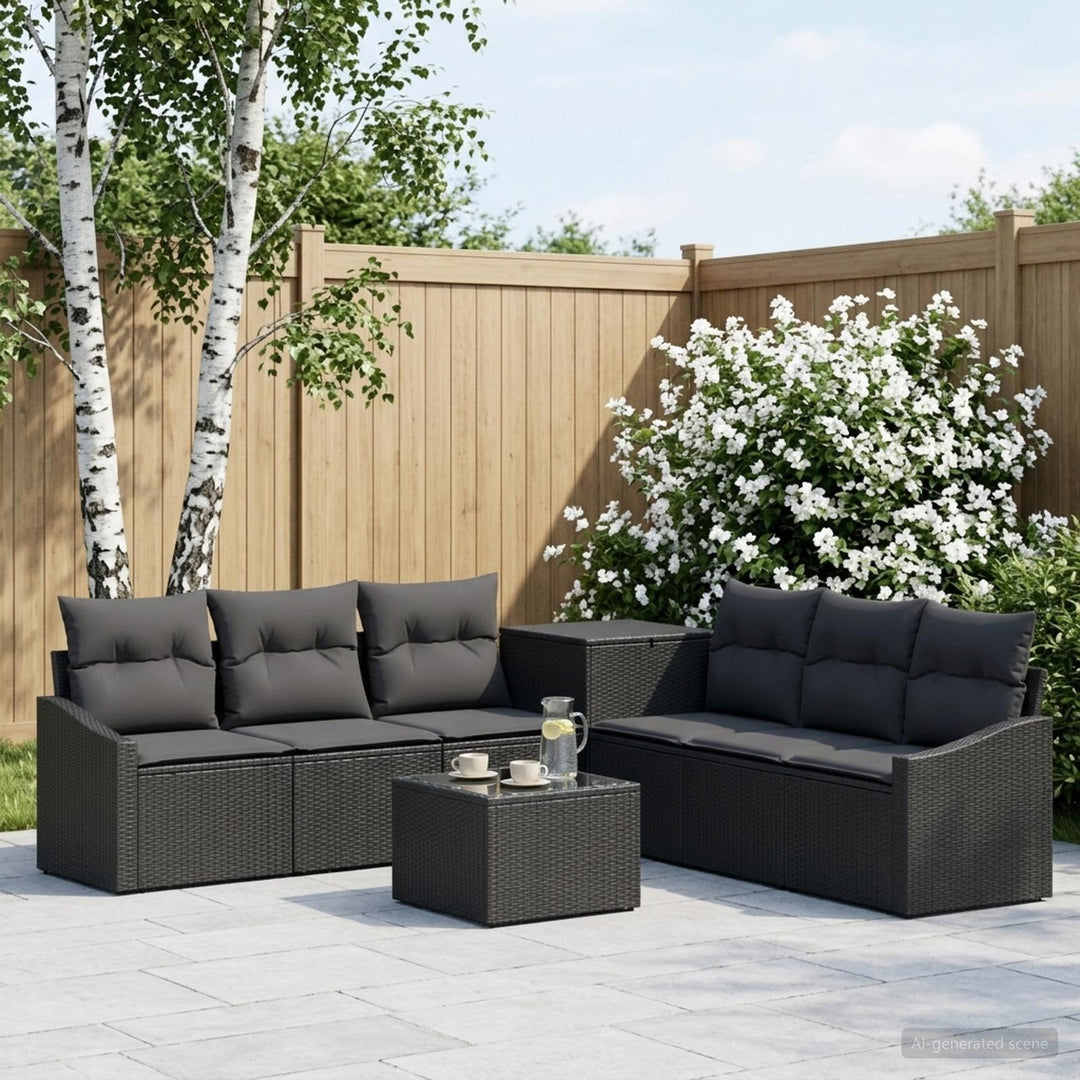 Sofa Sæt 8 stk. Sort Poly Rattan og Stål