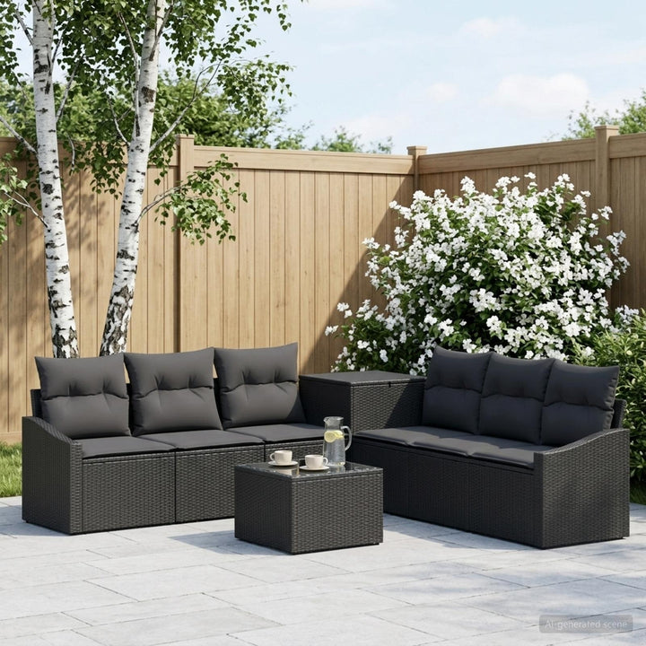 Sofa Sæt 8 stk. Sort Poly Rattan og Stål