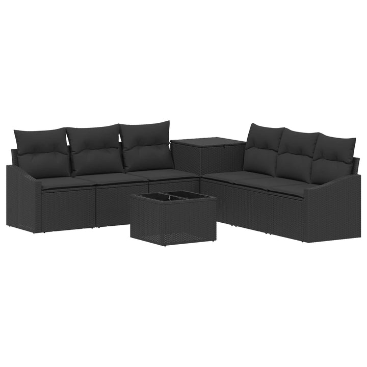 Sofa Sæt 8 stk. Sort Poly Rattan og Stål