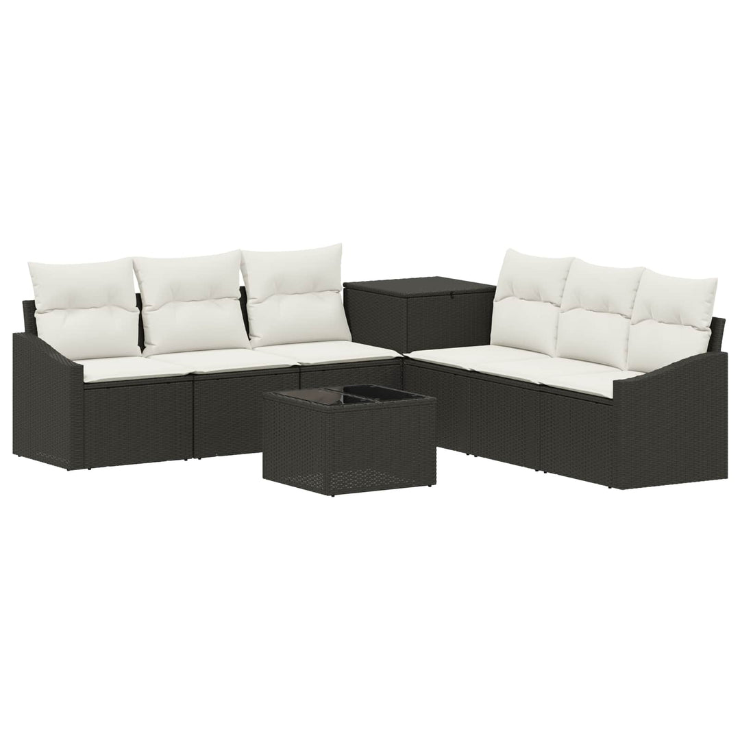 Sofa Sæt 8 stk. Sort og Cremehvid Poly Rattan og Stål