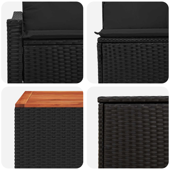 Sofa Sæt 8 stk. Sort Poly Rattan og Stål