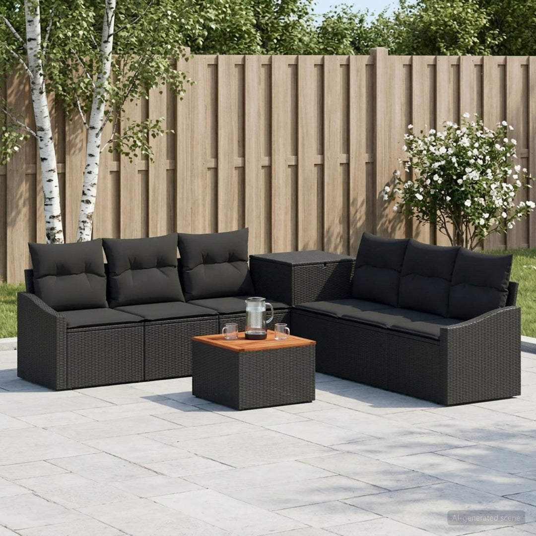Sofa Sæt 8 stk. Sort Poly Rattan og Stål