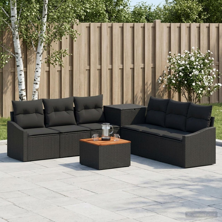 Sofa Sæt 8 stk. Sort Poly Rattan og Stål