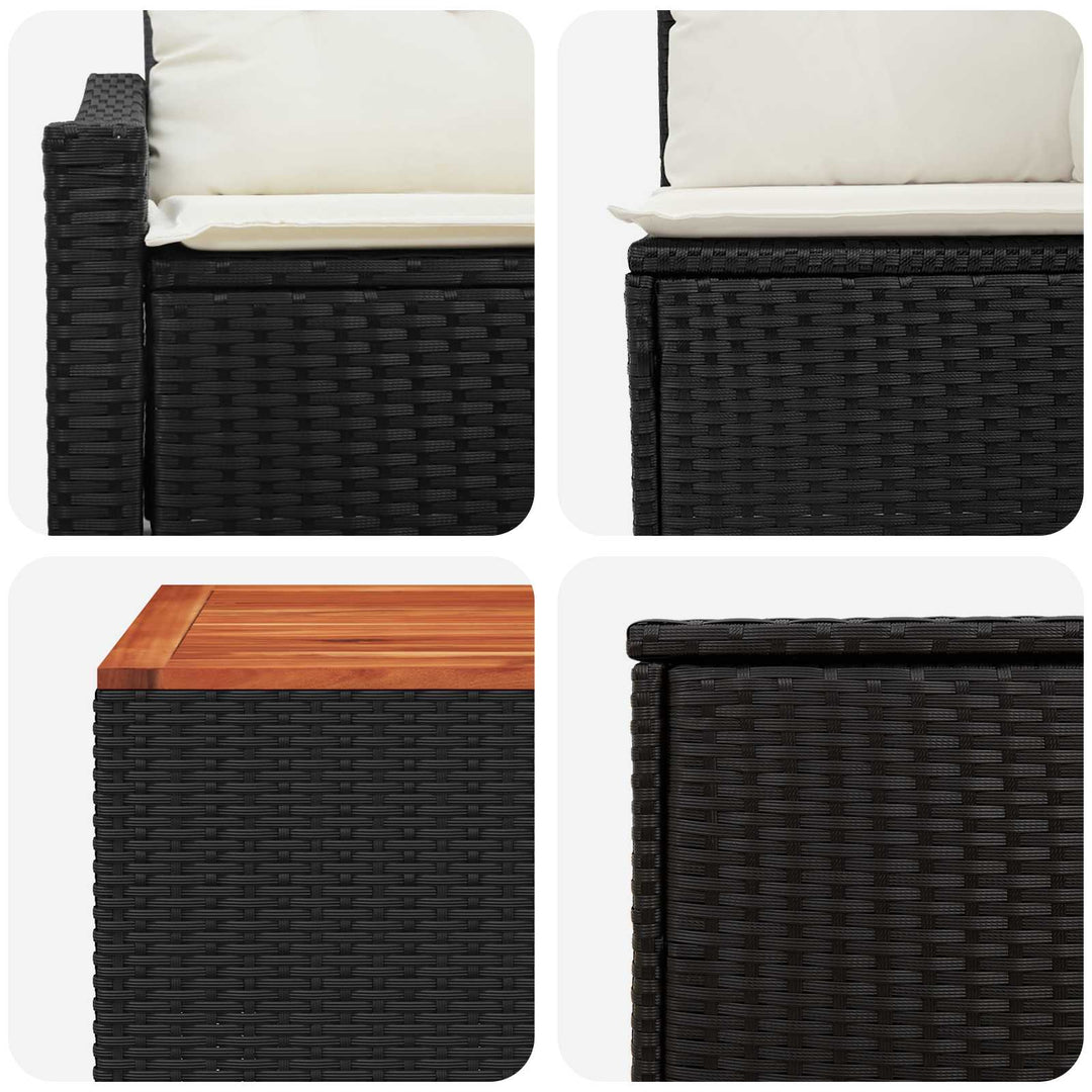 Sofa Sæt 8 stk. Sort og Cremehvid Poly Rattan og Stål