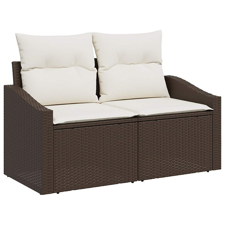 Sofa Sæt 8 stk. Brun og Creme Hvid Poly Rattan og Stål